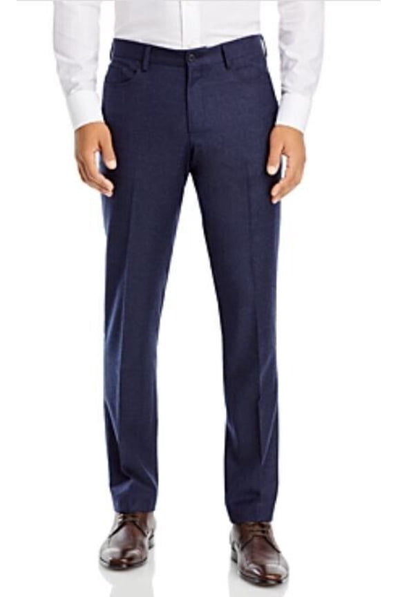 Wool Flannel Pants Navy Melange 40 R x 34 Rtl $178