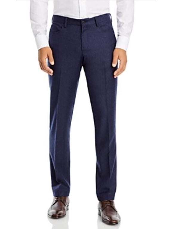 Wool Flannel Pants Navy Melange 40 R x 34 Rtl $178