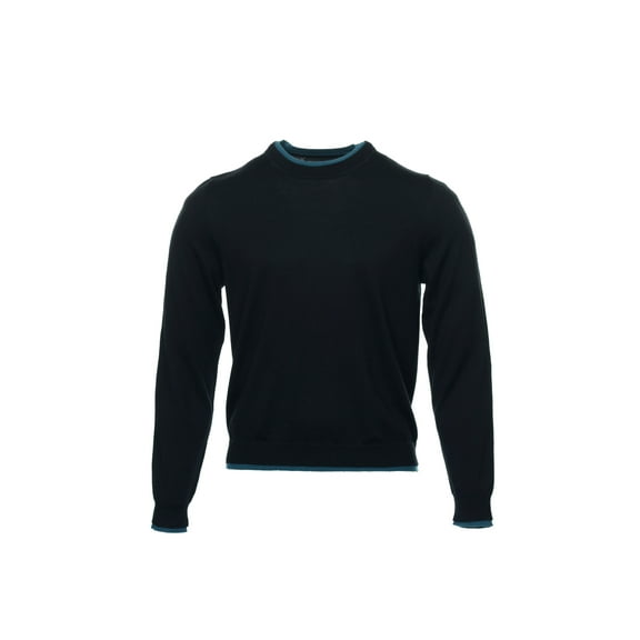 The Men's Store by Baruffa Merino Wool Crew Neck Sweater (XLarge, Black Jade)