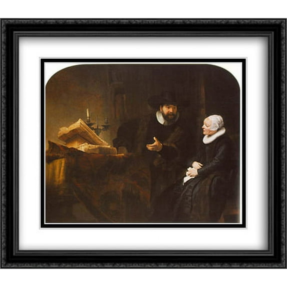 The Mennonite Minister Cornelis Claesz 2x Matted 32x28 Large Black Ornate Framed Art Print by Rembrandt