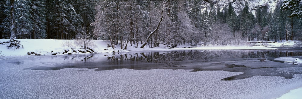 The Merced River In Winter Yosemite National Park California Canvas Art - Panoramic Images (27 x 9)