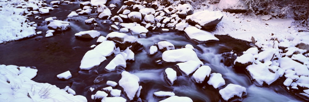 The Merced River In Winter Yosemite National Park California Canvas Art - Panoramic Images (36 x 12)