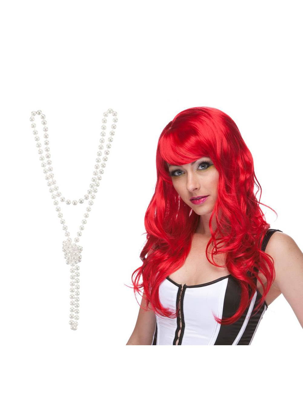 The Mermaid Costume Kit, Burlesque Wig and Plastic Pearl Necklace 