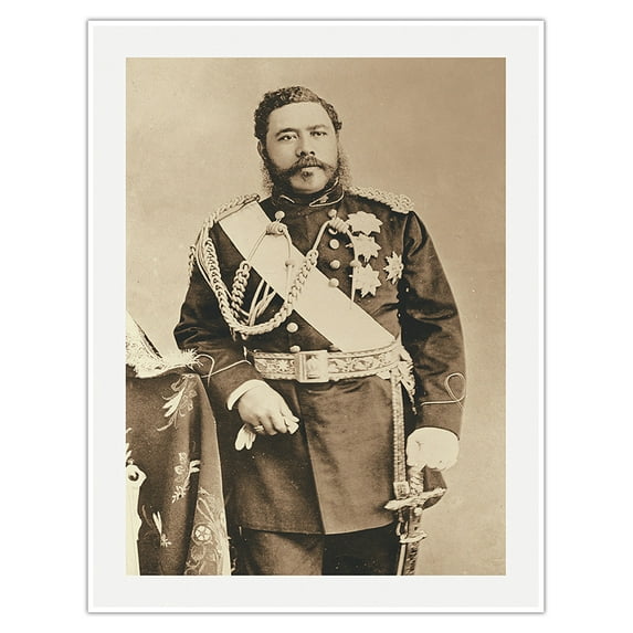 The Merrie Monarch - Hawaiian King David Kalākaua (Kalakaua) (1836-1891) - Vintage B&W Historical Photograph c.1880s - Bamboo Fine Art 290gsm Paper (Unframed) 17x22in