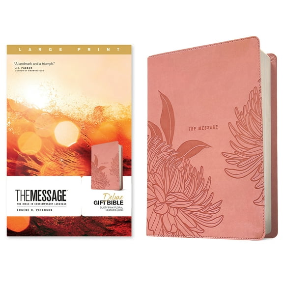The Message Deluxe Gift Bible, Large Print (Leather-Look, Dusty Pink Floral): The Bible in Contemporary Language, (Hardcover)