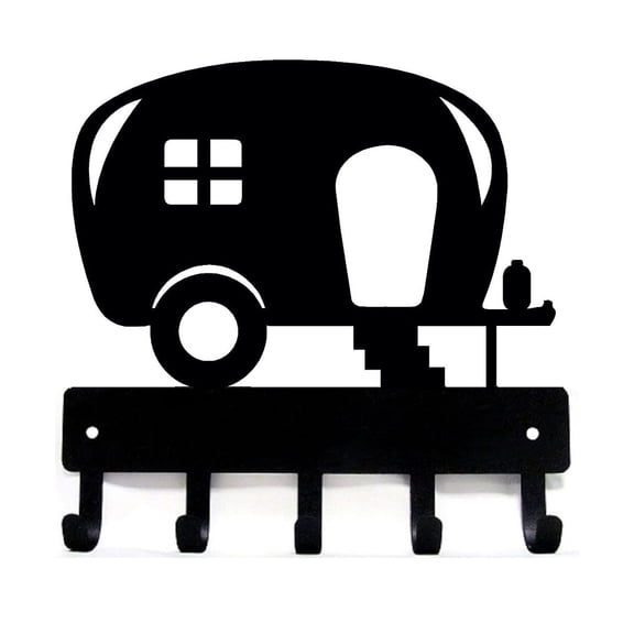 The Metal Peddler Camper Key Rack Holder for Wall - Large 9"  Wide 5 Hooks - Made in USA