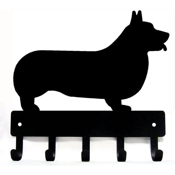 The Metal Peddler Corgi Dog Key Holder for Wall - Small 6" Wide with 5 Hooks - Made in USA