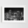 thumbnail image 1 of The Miami Skyline from Watson Island B&W - Miami Florida Photography White Framed Wall Art Print 12 x 18 inches, 1 of 3