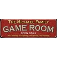 thumbnail image 1 of The Michael Family Red Game Room Metal 6x18 Sign 106180038789, 1 of 1