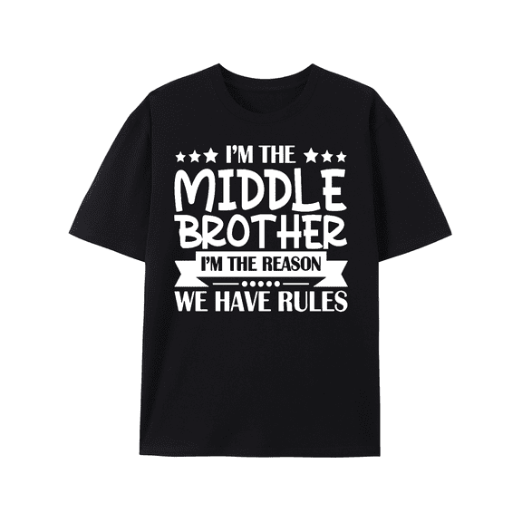 The Middle Brother Print T Shirt, Tees For Men, Casual Short Sleeve T-shirt For Summer