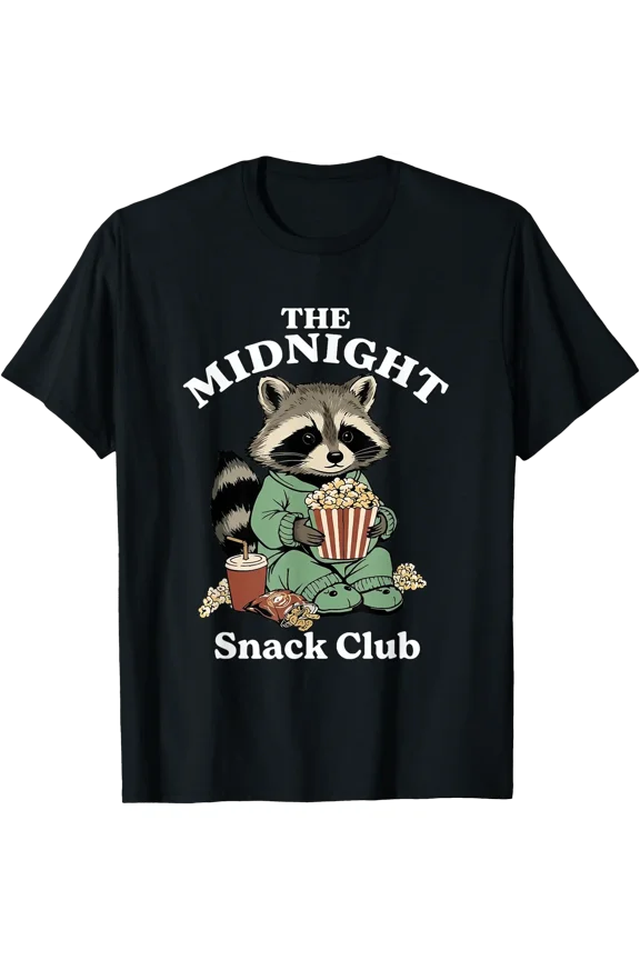 The Midnight Snack Club Funny Raccoon Trash Panda Meme T-Shirt