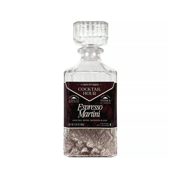 The Midtown Room Cut Glass Decanter Bottle with Espresso Martini Dry Coffee Bean Mix by MSRF, Inc.