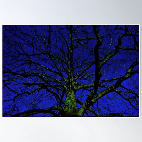 The Mighty Neon Green Glowing Tree Poster Wall Art, Modern Wall Decor,, Unframed Paper Poster 24x36in