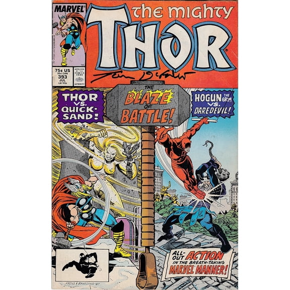 The Mighty Thor #393 FINE Signed Tom Defalco  Ron Frenz
