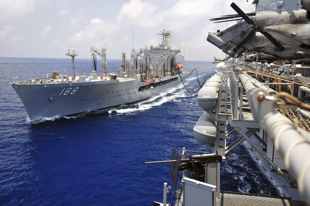 The Military Sealift Command fleet replenishment oiler USNS Joshua Humphreys refuels USS Boxer Canvas Art - Stocktrek Images (35 x 24)