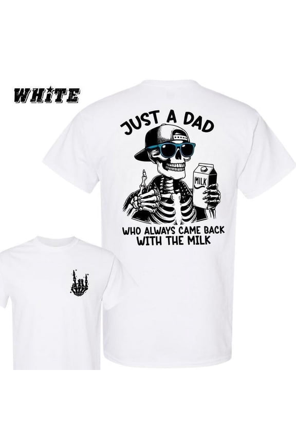 Reliable Dad Graphic Tee – ‘Milk Run Champion’ Skeleton Print – Men’s Soft Cotton Parenting Shirt