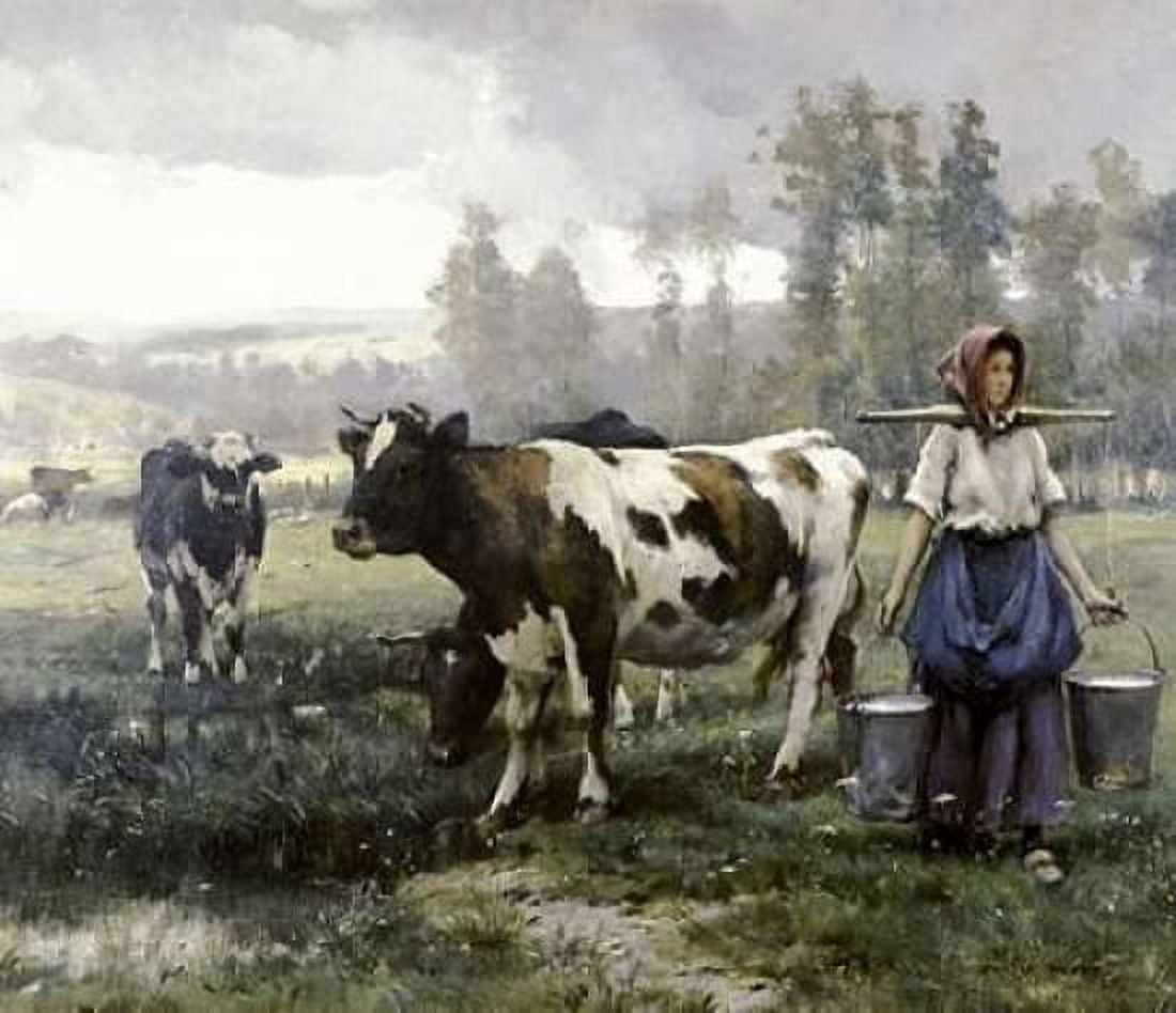 The Milkmaid Canvas Art - Julien Dupre (24 x 24)