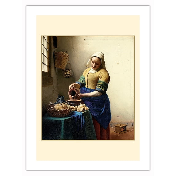 The Milkmaid (The Kitchenmaid) - From an Original Color Painting by Johannes Vermeer c.1658 - Bamboo Fine Art 290gsm Paper Print (Unframed) 18x24in