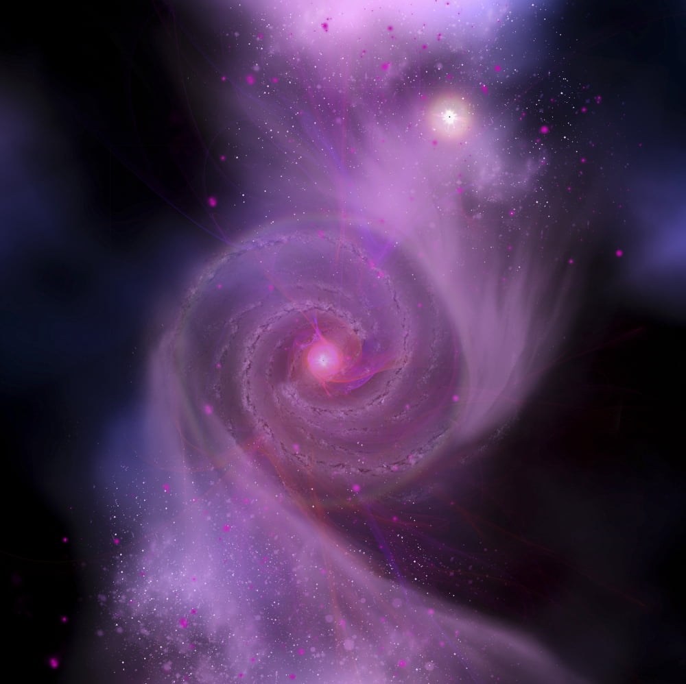 The Milky Way Galaxy and Andromeda Galaxy will collide into one super galaxy Canvas Art - Corey FordStocktrek Images (29 x 29)