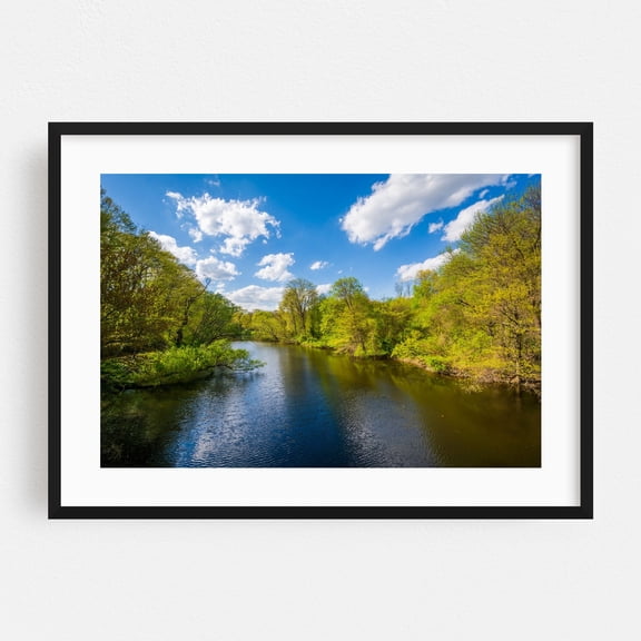 The Mill River - New Haven Connecticut Photography Nature Landscape Forest Scenic Water Black Framed Wall Art Print 5 x 7 inches