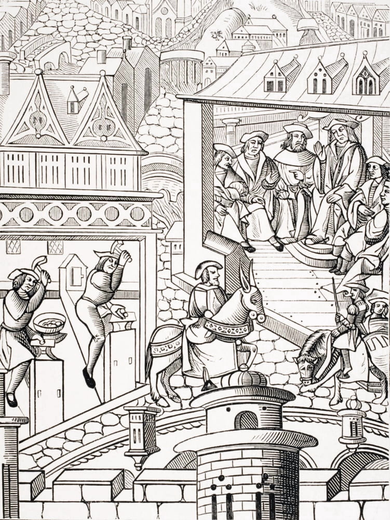 The Mint Copy Of Woodcut In De Linstitution Et Administration De La Chose Politique Published 1520 Canvas Art - Ken Welsh Design Pics (13 x 17)