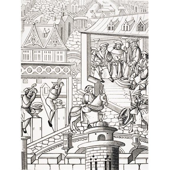 The Mint. Copy of Woodcut In De Linstitution Et Administration De La Chose Politique Published 1520 Print