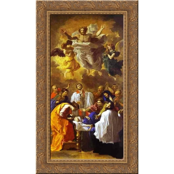 The Miracle of St. Francis Xavier 17x24 Gold Ornate Wood Framed Canvas Art by Poussin, Nicolas