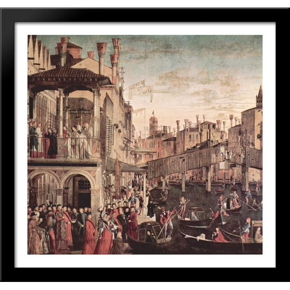 The Miracle of the Relic of the True Cross on the Rialto Bridge 30x28 Large Black Wood Framed Print Art by Vittore Carpaccio