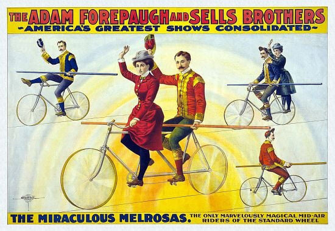 The Miraculous Melrosas High Wire Bicycles Canvas Art - (36 x 54)
