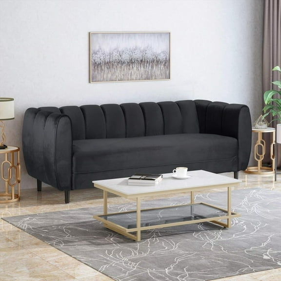The Miranda Velvet 3-Seater Sofa: Modern Glam Design and Curvaceous Shell