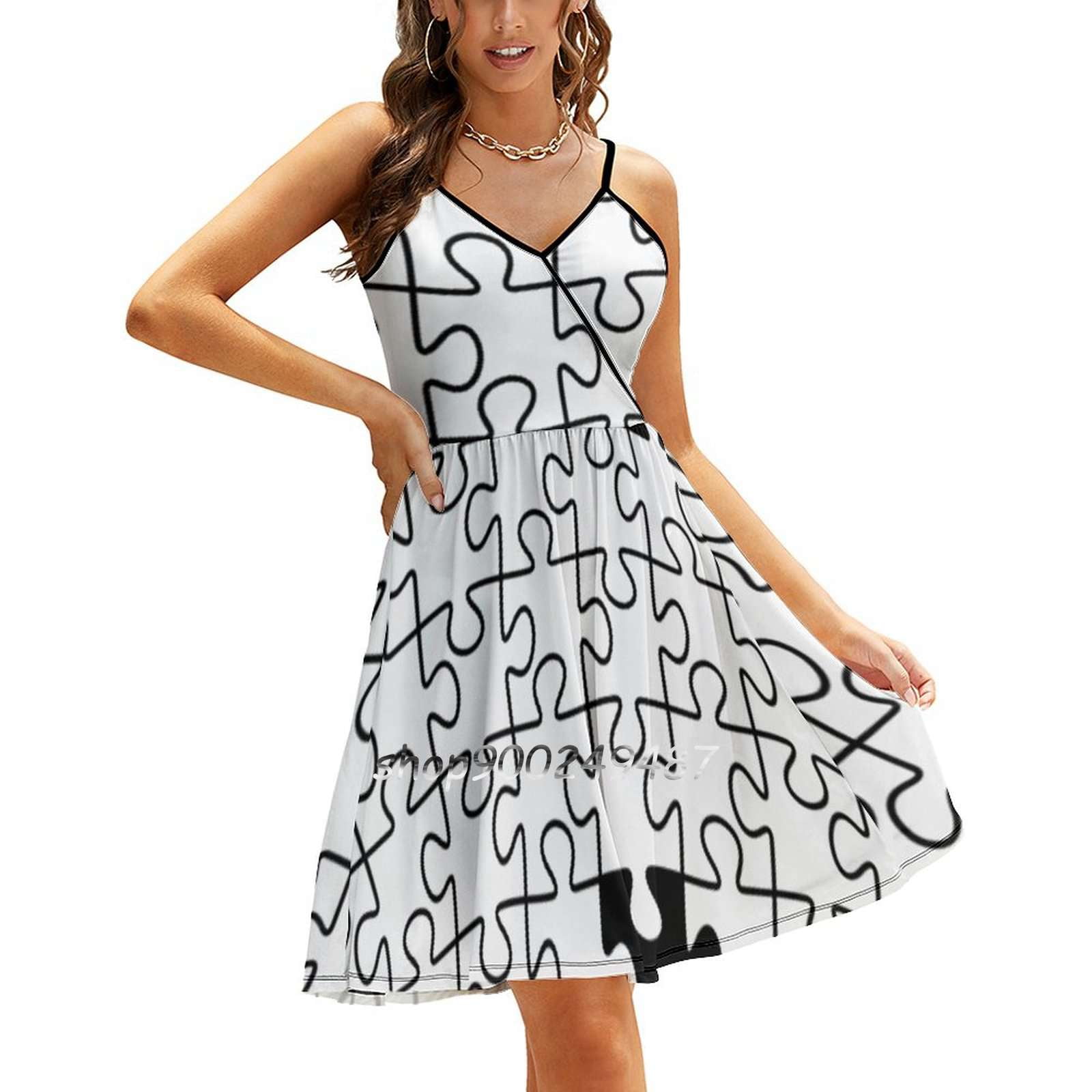 The Missing Piece-Abstract Jigsaw Puzzle Black And White Square