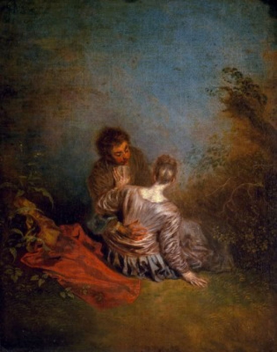 The Mistaken Advance by Jean Antoine Watteau (1684-172) 18th century Paris Musee du Louvre Canvas Art - Jean Antoine Watteau (24 x 36)