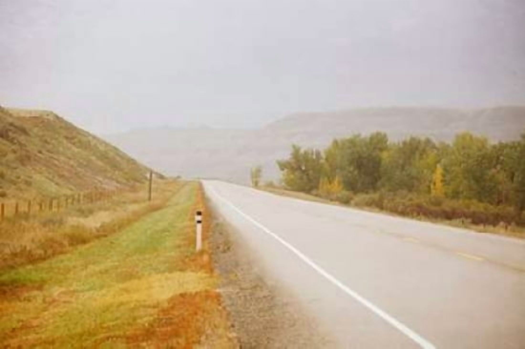 The Misty Highway Canvas Art - Roberta Murray (24 x 36)