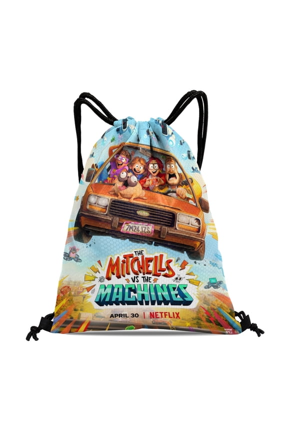 The Mitchells vs. The Machines Drawstring Backpack Bag Party Favors Goodies Merch Gym Waterproof Swimming Beach Fans
