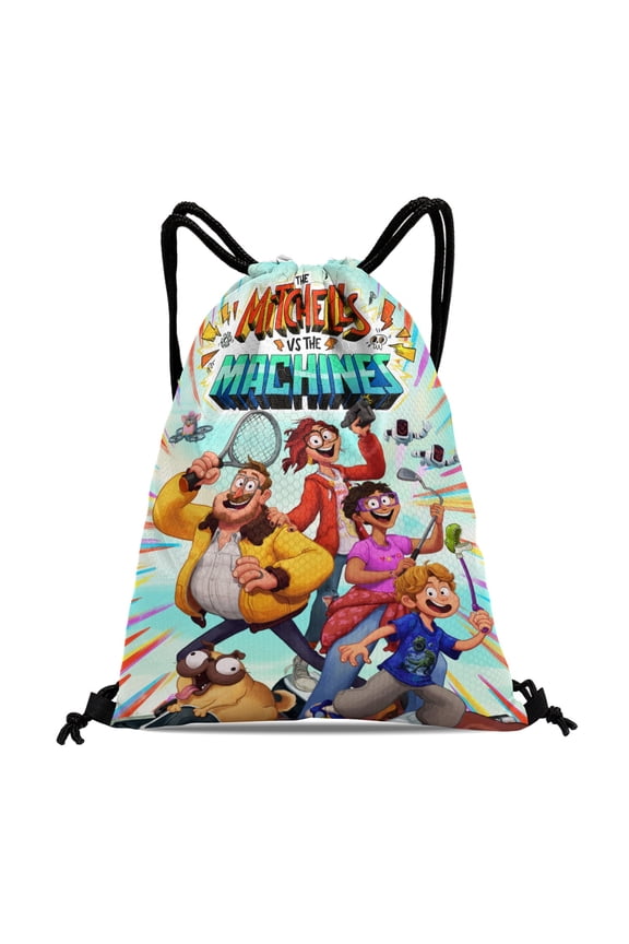 The Mitchells vs. The Machines Drawstring Backpack Bag Party Favors Goodies Merch Gym Waterproof Swimming Beach Fans
