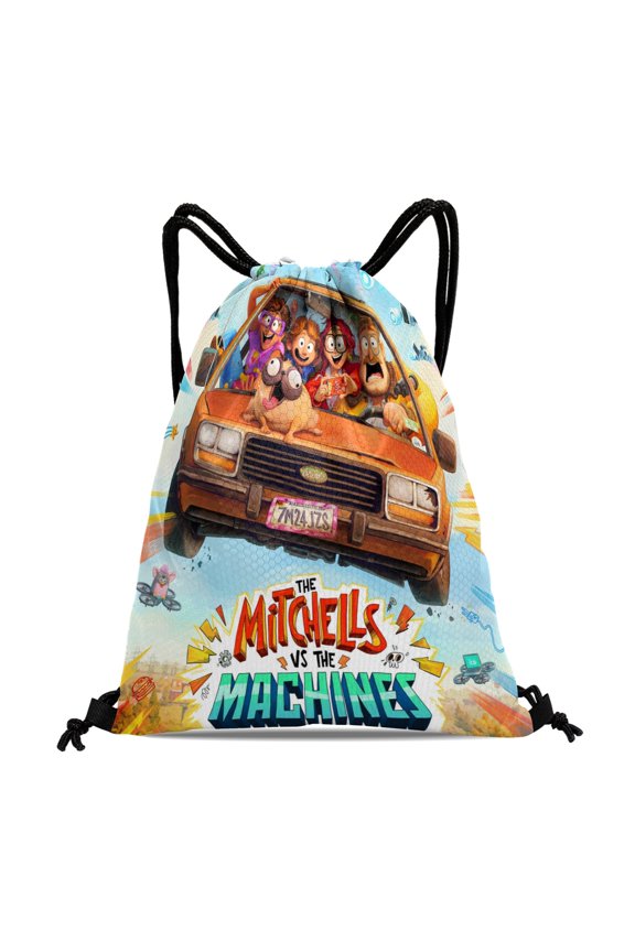 The Mitchells vs. The Machines Drawstring Backpack Bag Party Favors Goodies Merch Gym Waterproof Swimming Beach Fans