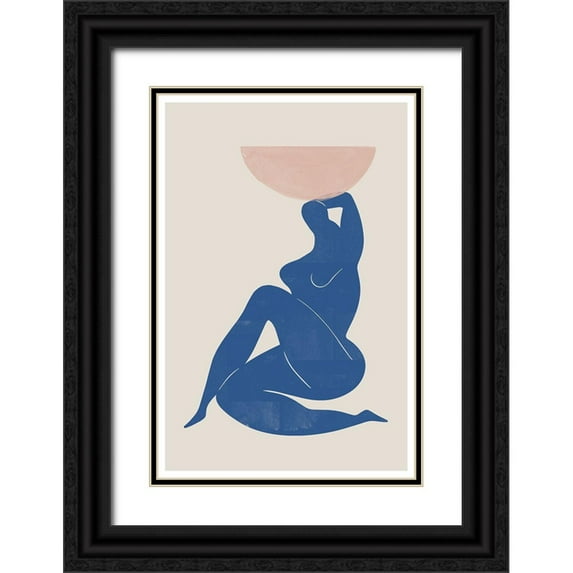 The Miuus Studio 11x14 Black Ornate Wood Framed with Double Matting Museum Art Print Titled - Vase and Woman