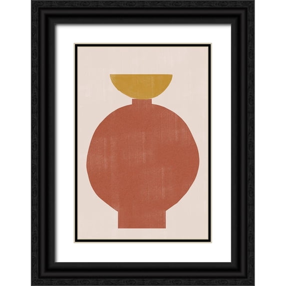 The Miuus Studio 13x18 Black Ornate Wood Framed with Double Matting Museum Art Print Titled - Vase No2.