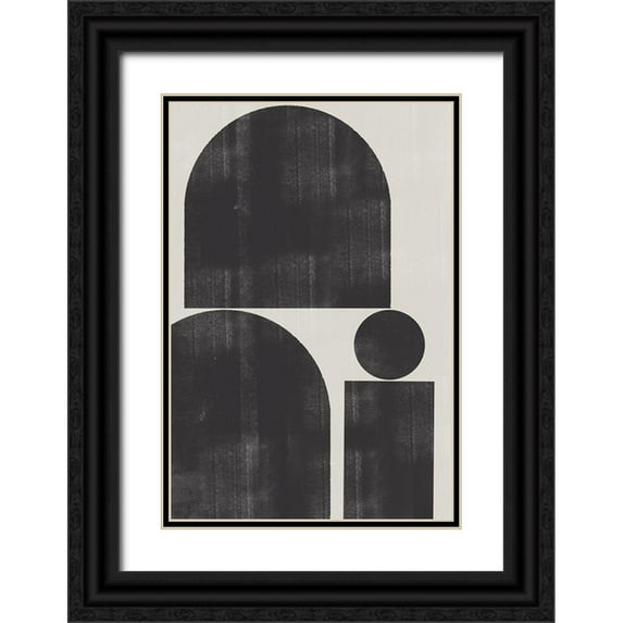 The Miuus Studio 18x24 Black Ornate Wood Framed with Double Matting Museum Art Print Titled - Shape Study No1.