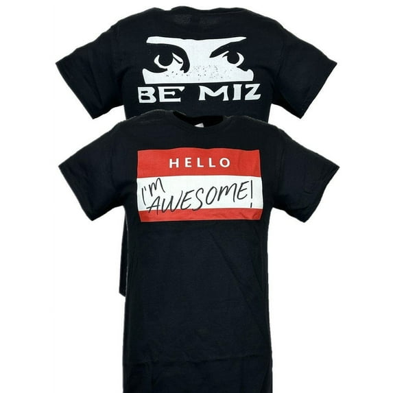 The Miz Hello I'm Awesome Be Miz Nametag Mens Black T-shirt L
