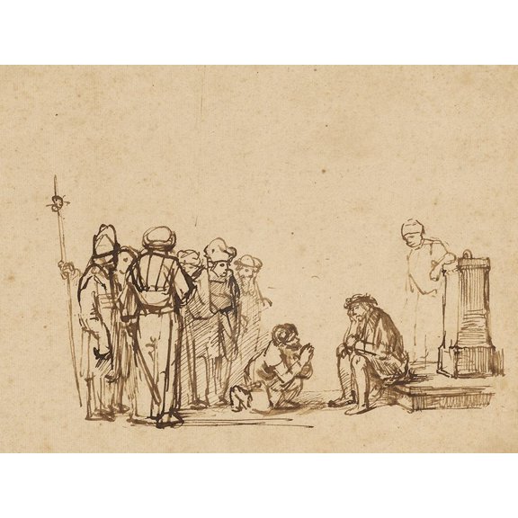 The Mocking of Christ Poster Print by Unknown maker Rembrandt Pupil (36 x 24)