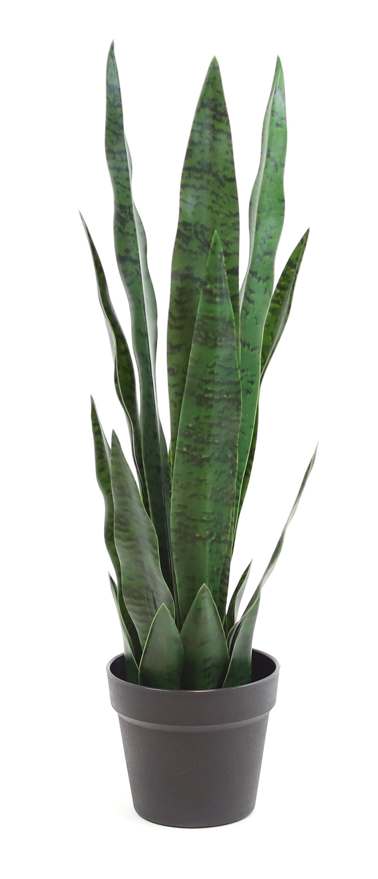 24" Green Artificial Snake Plant in Black Plastic Pot