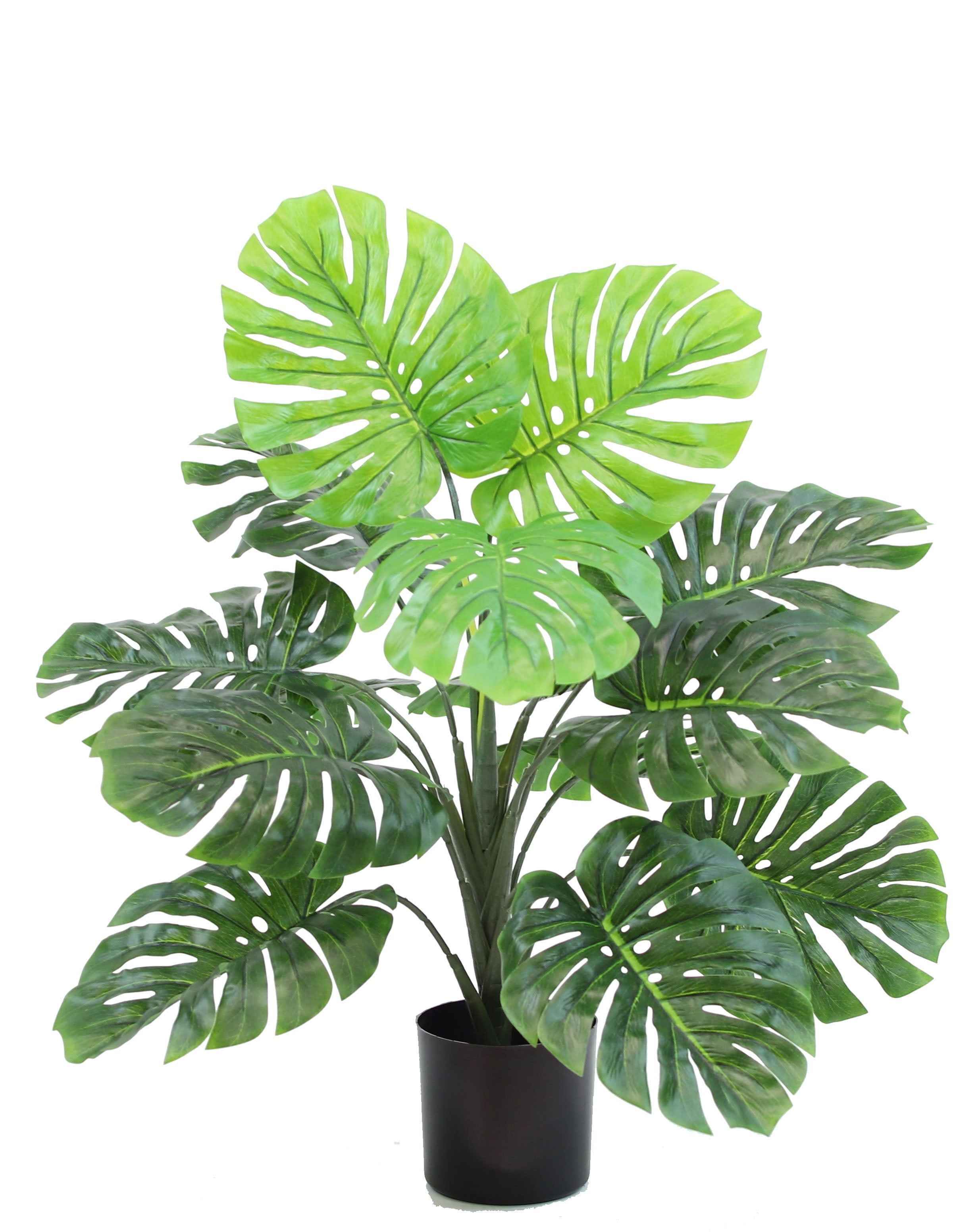 The Mod Greenhouse 29 in. Artificial Green Monstera Plant in a Black Matte Planter Pot