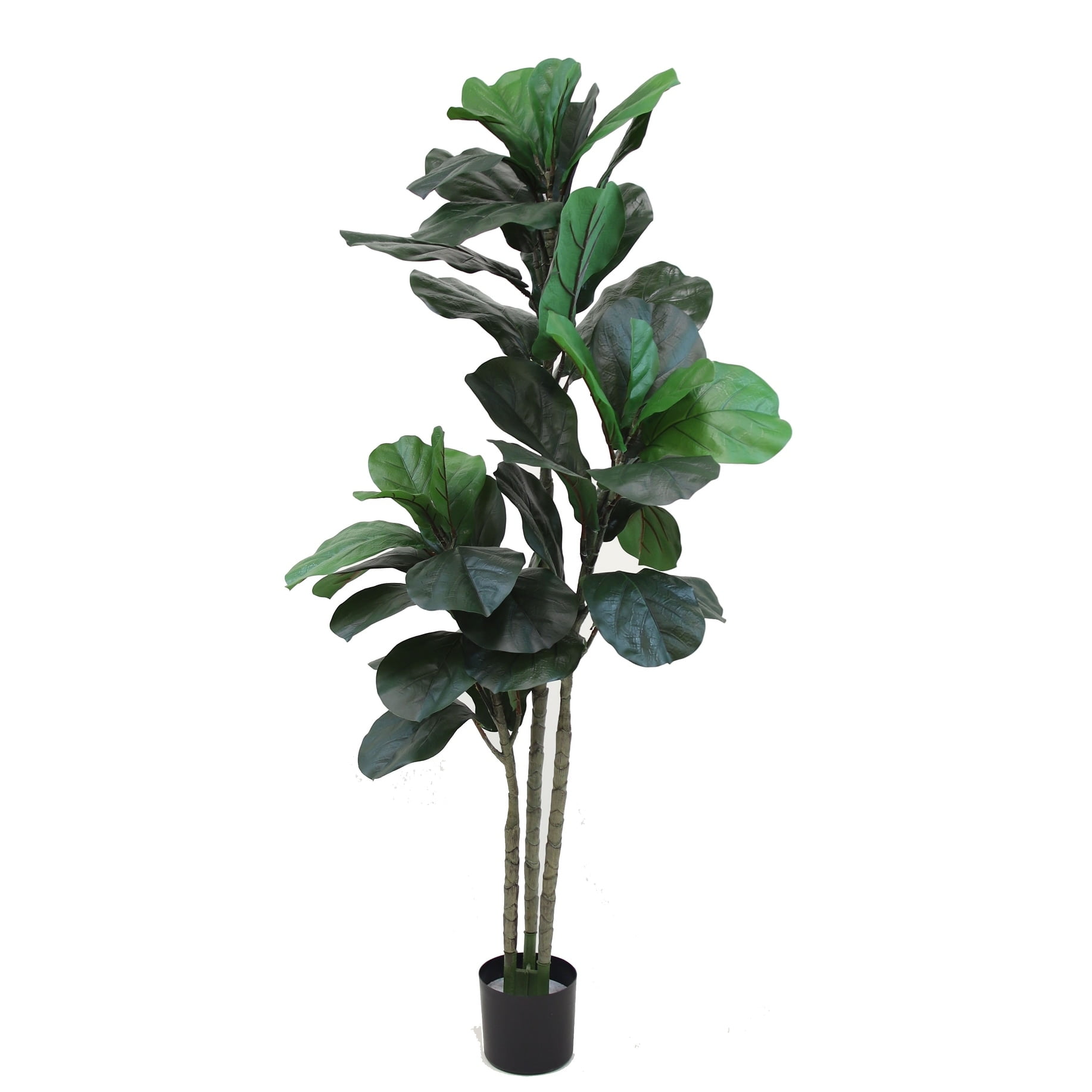 48" Green Silk Fiddle Leaf Fig Tree in Black Pot