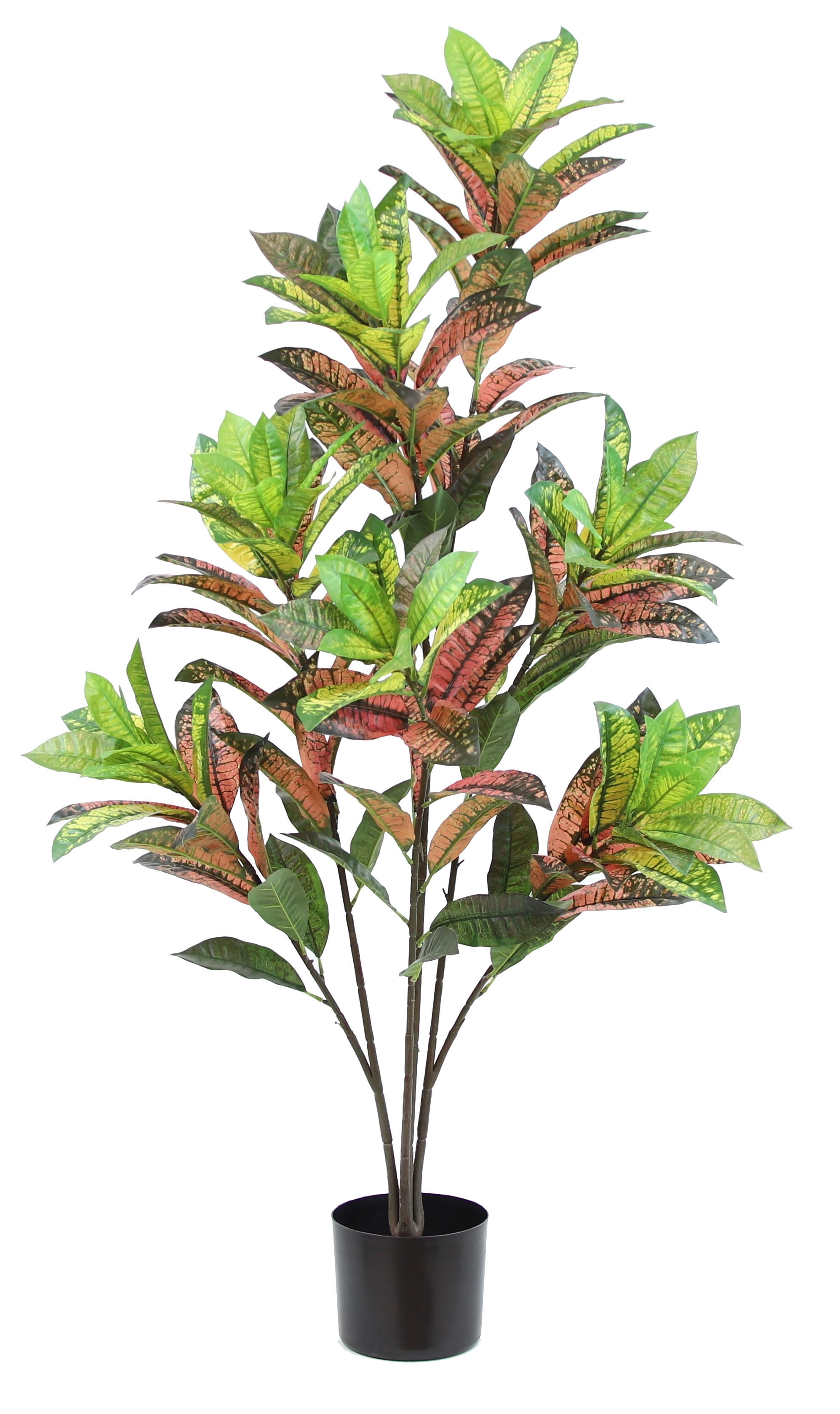 The Mod Greenhouse 48" Artificial Green Croton Plant in a Matte Black Grower's Pot