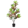thumbnail image 1 of The Mod Greenhouse 48" Artificial Green Croton Plant in a Matte Black Grower's Pot, 1 of 3