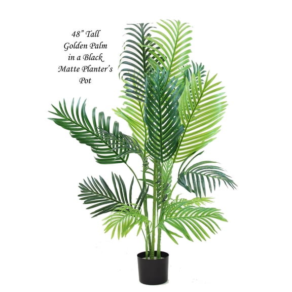 The Mod Greenhouse 48" Artificial Real Touch Green Areca Palm Tree in a Matte Black Grower's Pot