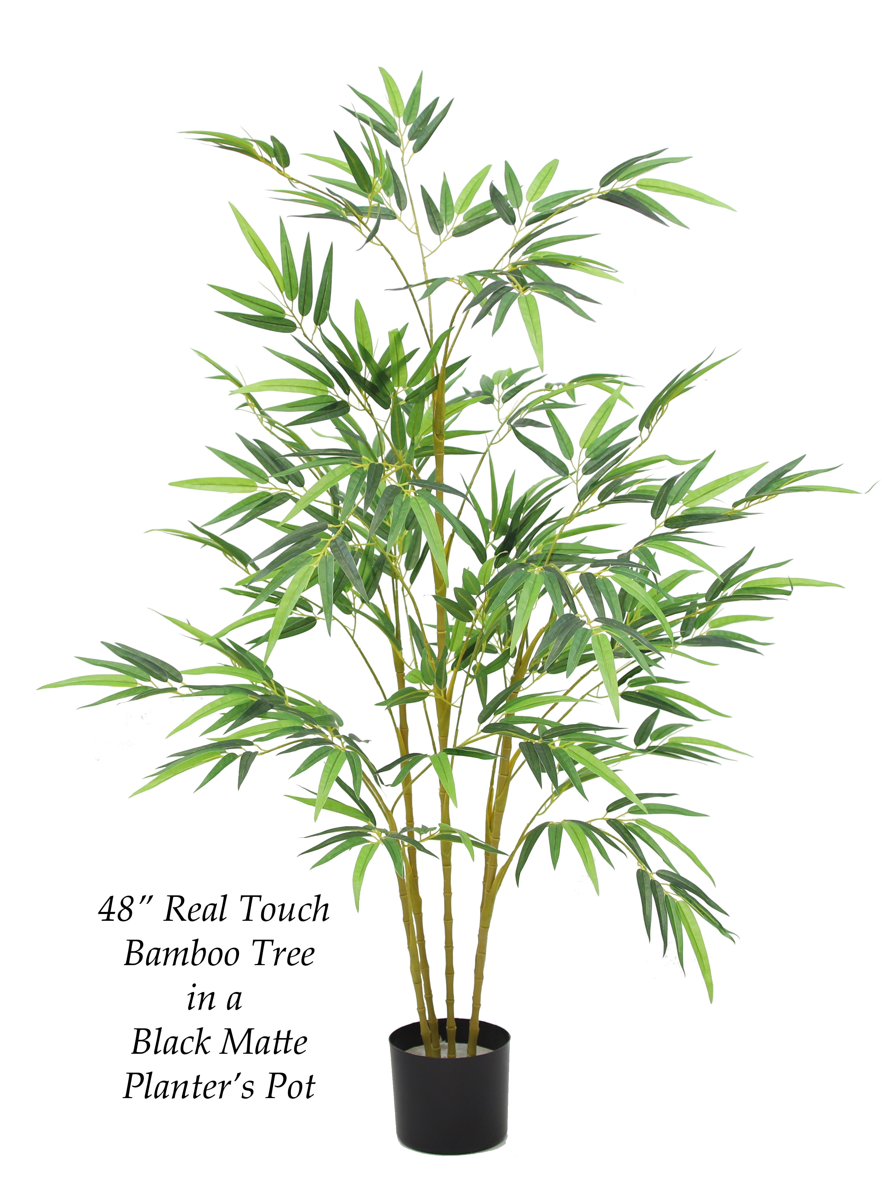 The Mod Greenhouse 48" Artificial Real Touch Green Bamboo Tree in a Matte Black Grower's Pot
