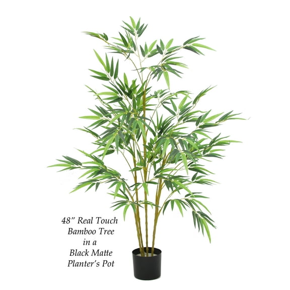 The Mod Greenhouse 48" Artificial Real Touch Green Bamboo Tree in a Matte Black Grower's Pot