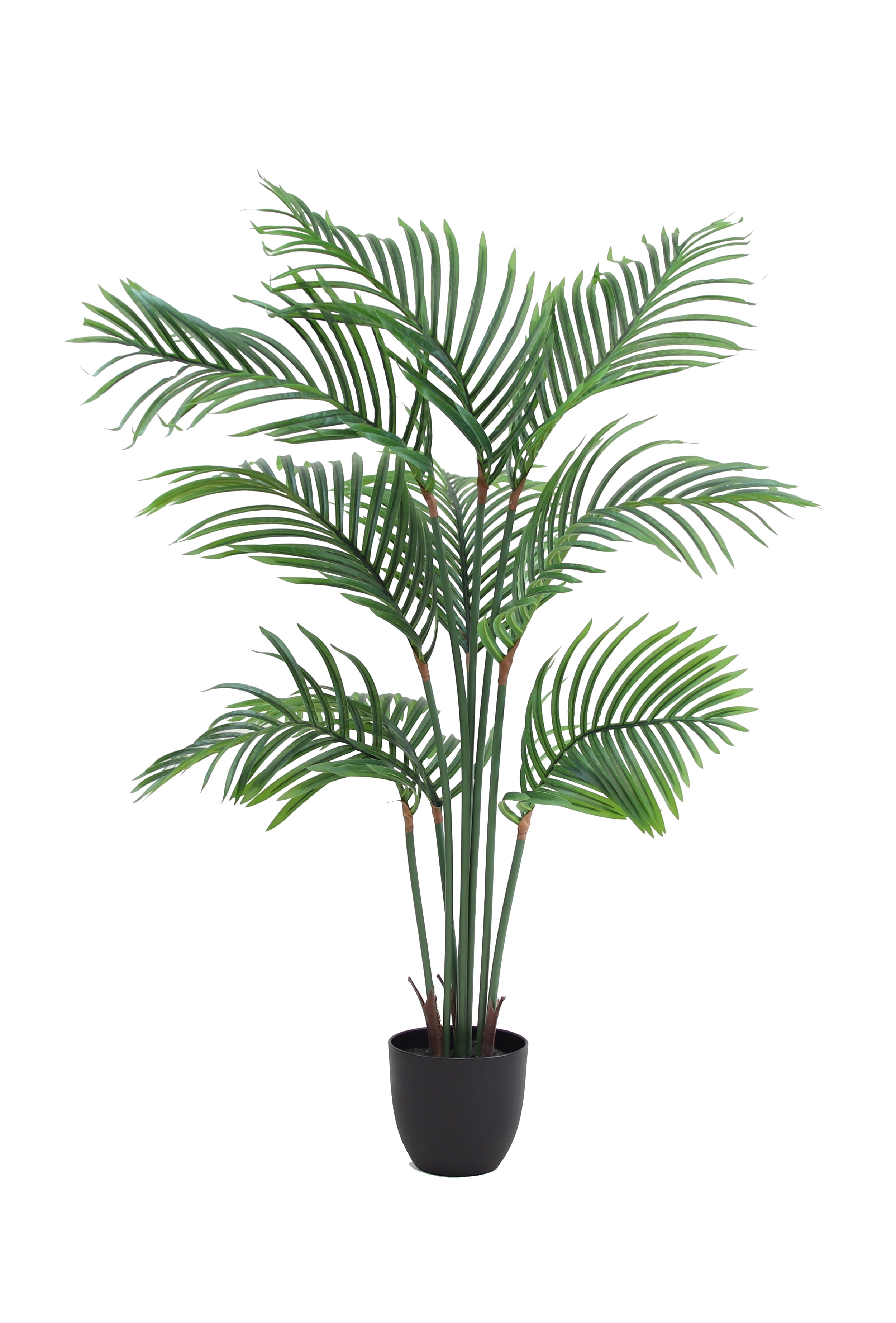 The Mod Greenhouse 50" Artificial Green Palm Tree in a 6.5" Black Matte Contemporary Pot (9 Leaf)